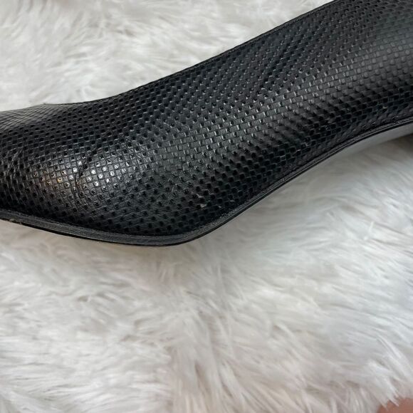 Stuart Weitzman black pump heel pebbled leather 7 - Picture 6 of 12